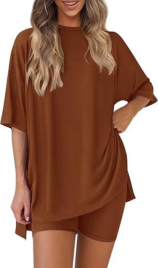 Leisure Crew Neck Split Loose-fitting Women's Home Wear Suit