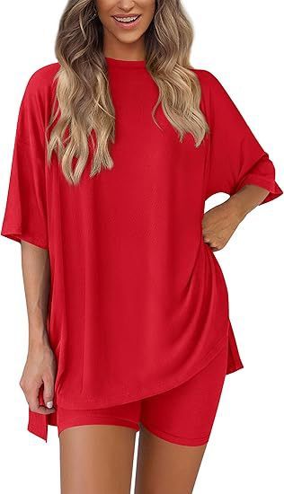 Leisure Crew Neck Split Loose-fitting Women's Home Wear Suit