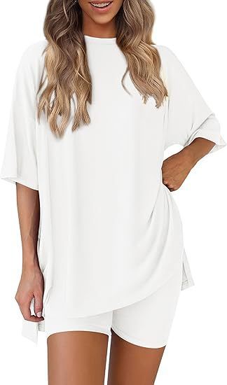 Leisure Crew Neck Split Loose-fitting Women's Home Wear Suit