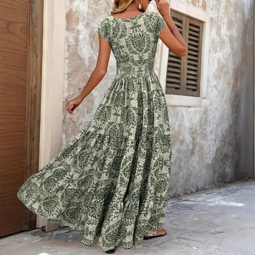 V-neck Long Sleeve Big Hem Dress
