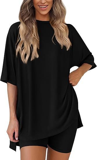 Leisure Crew Neck Split Loose-fitting Women's Home Wear Suit