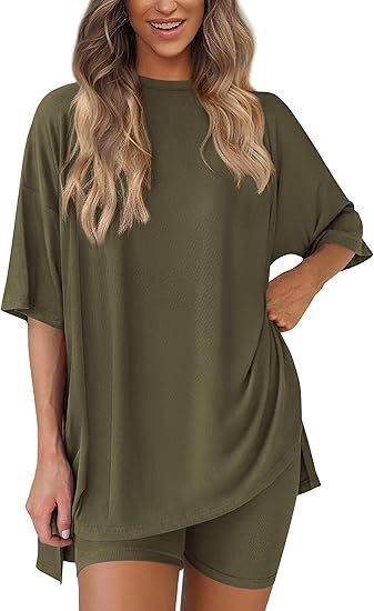 Leisure Crew Neck Split Loose-fitting Women's Home Wear Suit