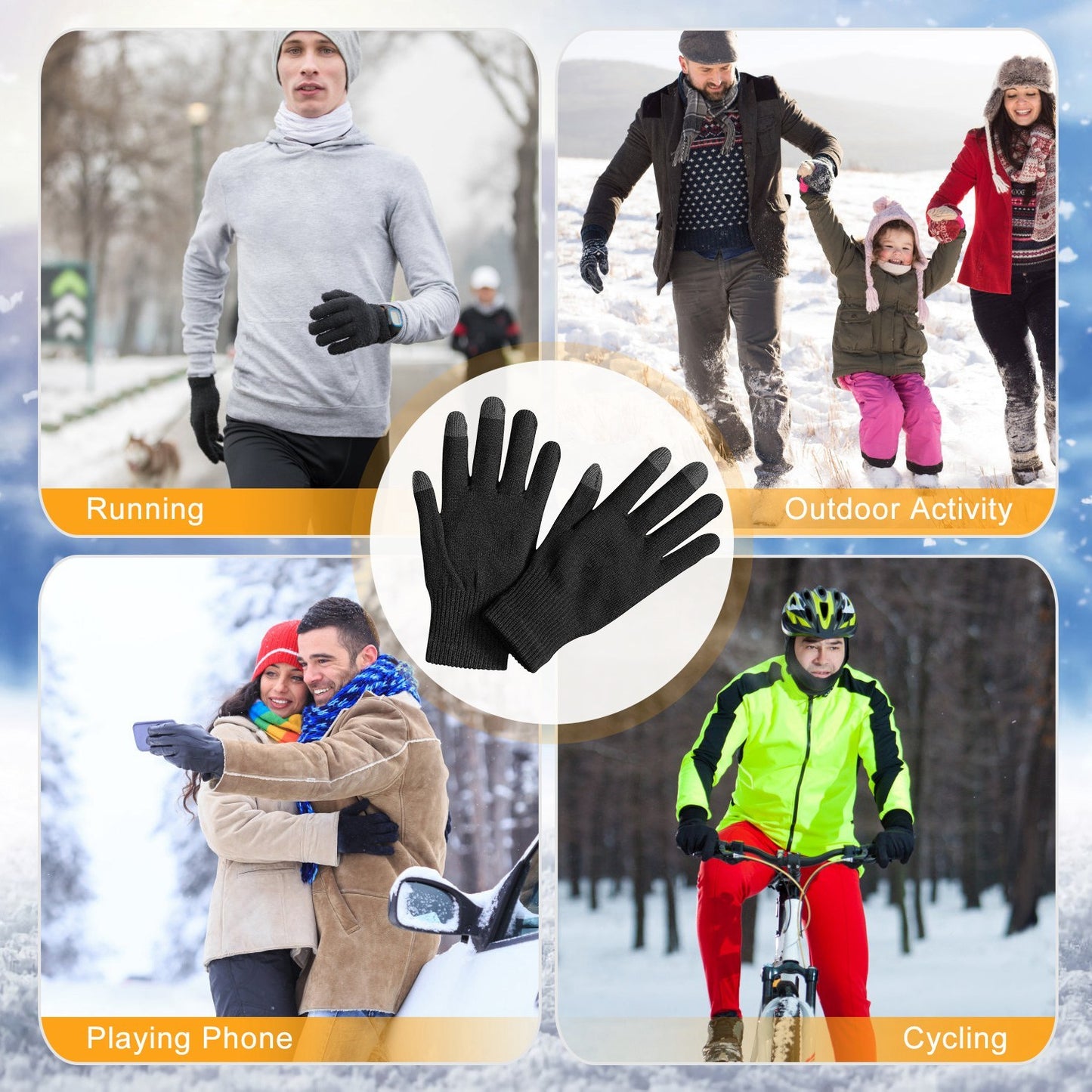 1 Pair Unisex Winter Knit Gloves 3 Color Options (3 Color Options)