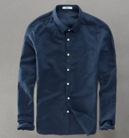 Men's Solid Color Long Sleeve Linen Shirt