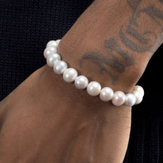 Men's Natural Pearl Bracelet Hip Hop European And American