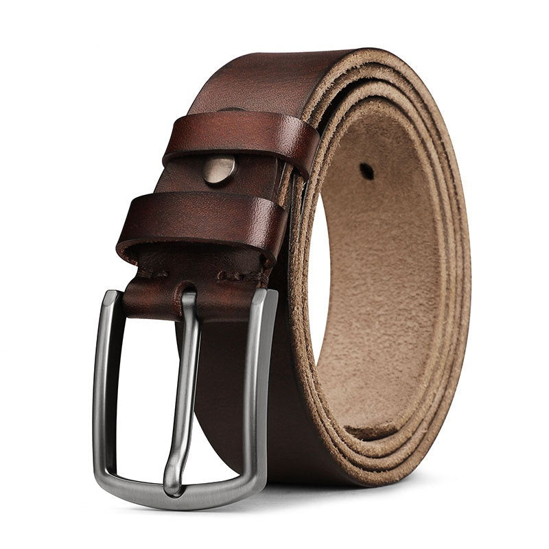 Men's First Layer Leather Alloy Buckle Belt