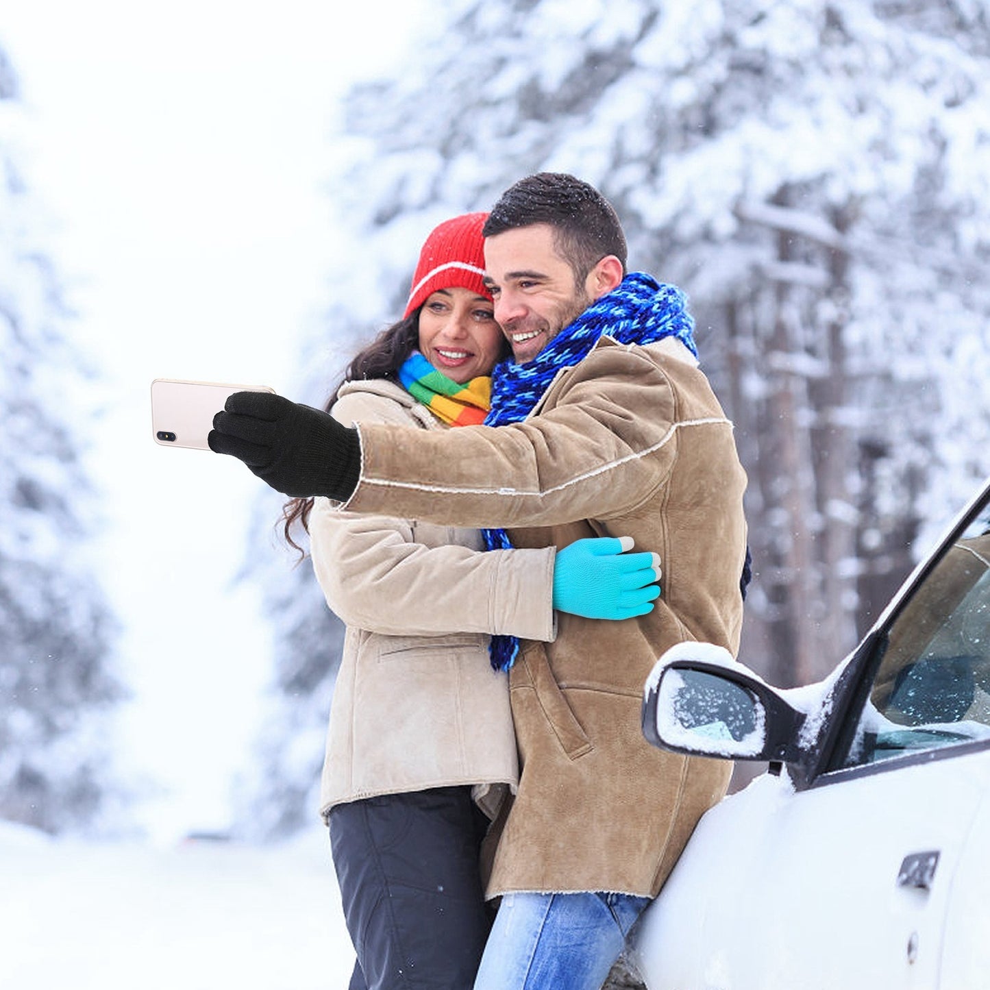 1 Pair Unisex Winter Knit Gloves 3 Color Options (3 Color Options)