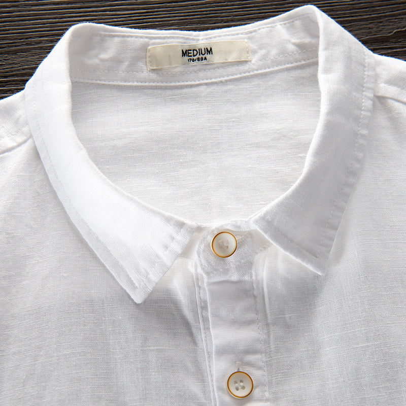 Men's Solid Color Long Sleeve Linen Shirt